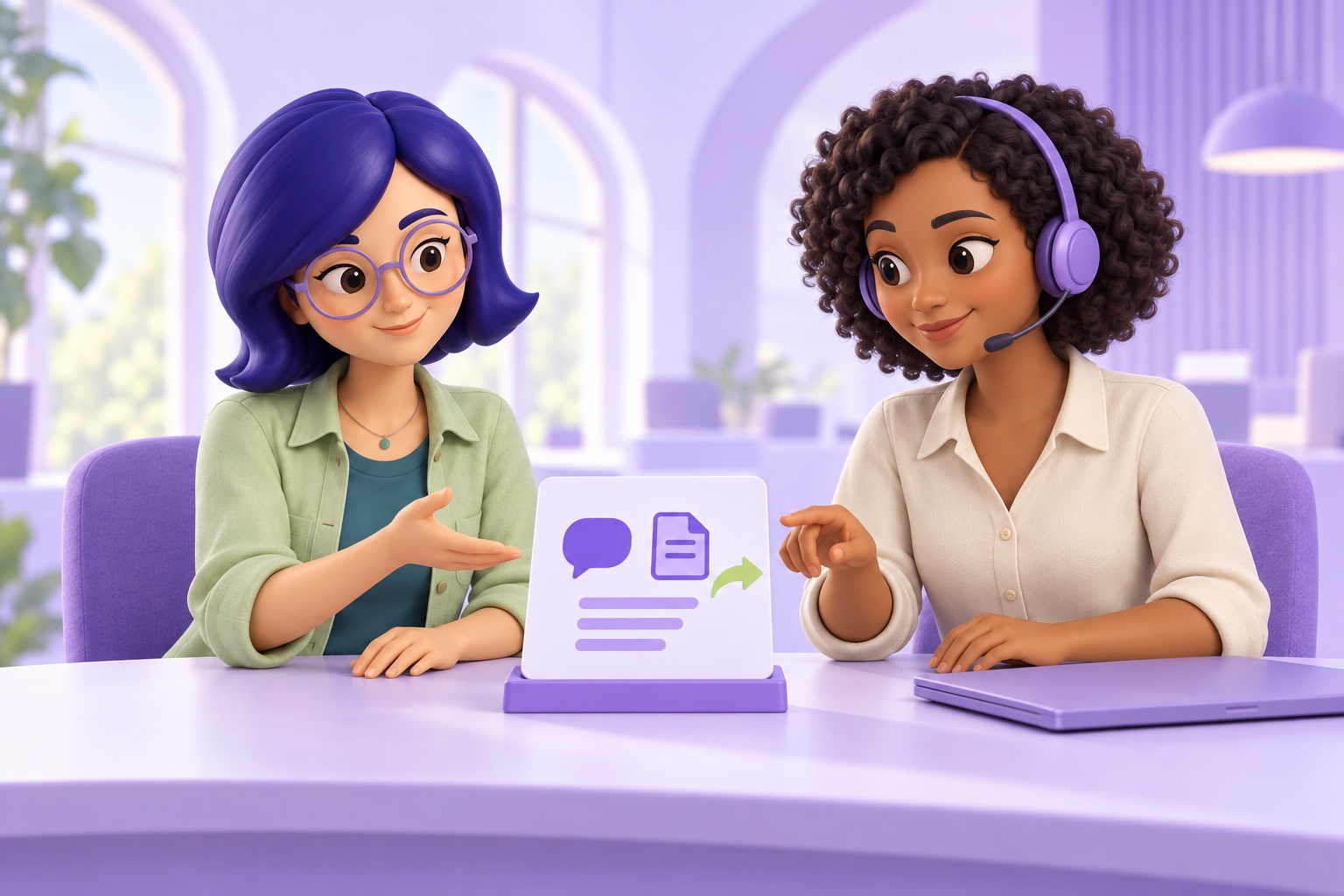 IAra e uma atendente compartilham o registro de uma conversa durante a passagem do atendimento.