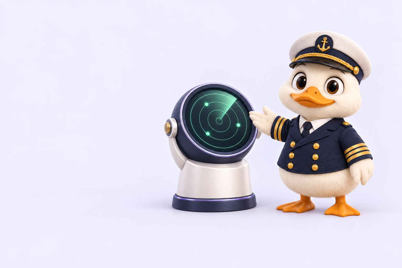 O pato capitão do Sondar acompanha oportunidades em seu sonar.